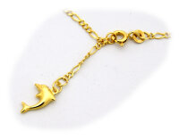 Fußkette in Gold 333 Delphin 2,0 mm Figarokette 25...
