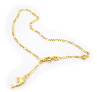 Fußkette in Gold 333 Delphin 2,0 mm Figarokette 25 cm Gelbgold Qualität Damen