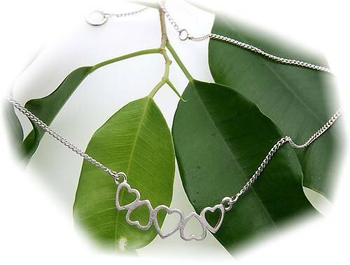 Kinder Hals Kette Collier Herzen echt Silber 925 37cm