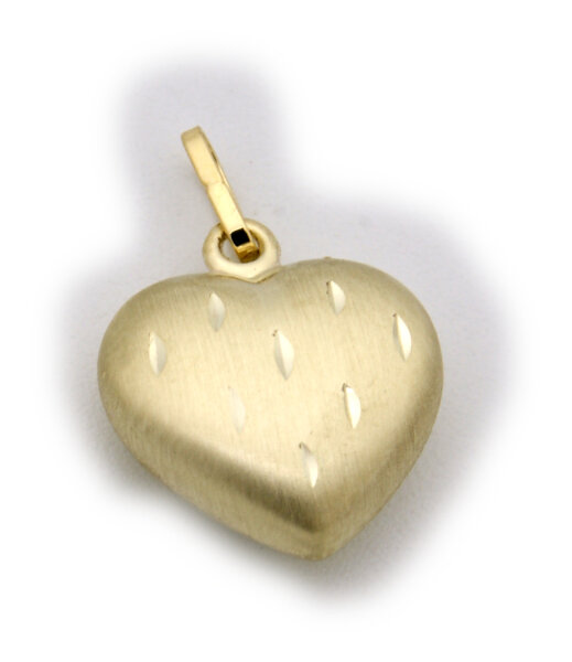 Anhänger Herz 3 dimensional diamantiert Blume 333 Gold 8kt Gelbgold D,  79,99 €
