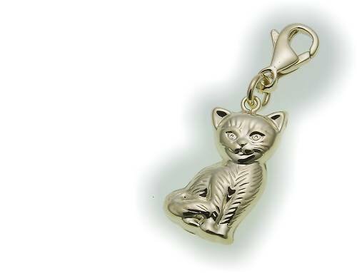 Anhänger Charm Katze Gold 333 Einhänger Gelbgold Unisex