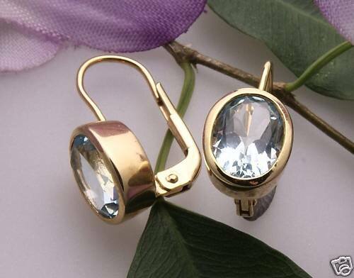 Ohringe Bouton echt Topas 8x6mm Gold 585 Qualität Gelbgold Damen