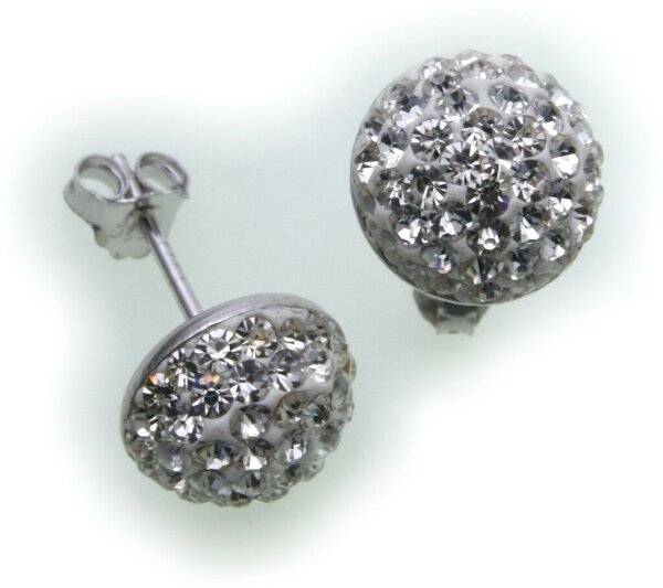 Ohrringe Stecker mit Kristall Weiß echt Silber 925 Sterlingsilber Unisex