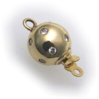 Perlschließe echt Gold 585 Gelbgold Diamant 0,12 ct Steinketten Schließe Schloß