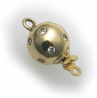 Perlschließe echt Gold 585 Gelbgold Diamant 0,12 ct Steinketten Schließe Schloß