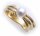 Damen Ring echt Gold 375 Perle 6,5 mm Glanz massiv Gelbgold 9kt Zuchtperle