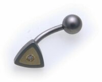 Piercing Bauchnabel Titan u Gold 750 Brillant Banane Gelbgold DiamantNeu