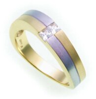Damen Ring echt Gold 585  Bicolor Zirkonia mattiert...