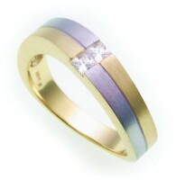 Damen Ring echt Gold 585  Bicolor Zirkonia mattiert Gelbgold Qualität