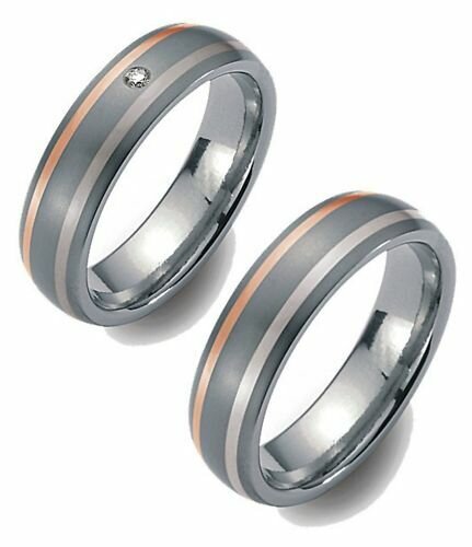 Titanfactory Titan Trauringe TF56 mit Brillant  0.02 ct. Diamant