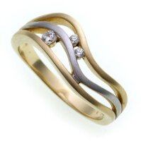 Damen Ring echt Gold 585 Brillant 0,11ct SI matt. rhod. Gelbgold 14kt Diamant
