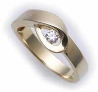 Damen Ring echt Gold 585 Brillant 0,13 carat 14kt...