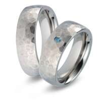 Titanfactory Titan Trauringe TF91 mit 1 Brillanten blau...