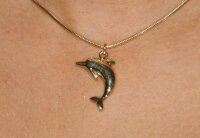 Anhänger Delfin Diamant echt 585 Gold 14kt Delphin Gelbgold Brillant Unisex