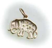 Anhänger echt Gold 585 Elefant Diamant 0,20ct Brillant Gelbgold Unisex er- NEU