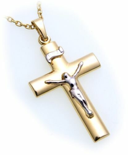 Anhänger Kreuz mit Jesus echt Gold 333 teilrhod. INRI Gelbgold Unisex
