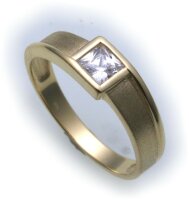 Damen Ring echt Gold 585 Zirkonia 4,5 x4,5 mm teilmatt 14...