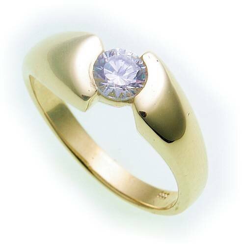 Damen Ring echt Gold 585 Zirkonia poliert Gelbgold 14kt Qualität BR1504 ZI 5