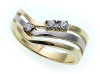 Damen Ring echt Gold 585 Zirkonia rhodiniert Gelbgold...