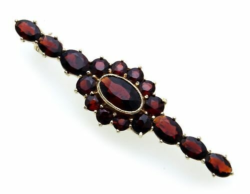 Brosche Granat echt Gold 585 Granatbrosche Stabbrosche Gelbgold Damen 14kt 3920/