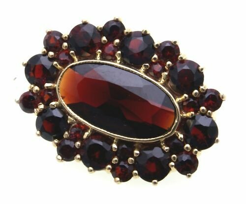 Brosche m. Granat echt Gold 333 Granatbrosche Gelbgold Damen 8kt 3937/3GR