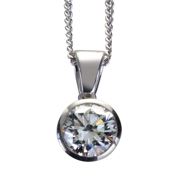 Damen Anhänger mit Kette Weißgold 585 Brillant 1,00 ct. Gold Viola Luxury S00012