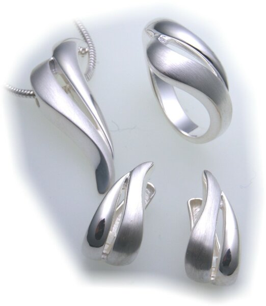 Damen Ohrringe Creolen Silber 925 teilmatt Qualität Ohrschmuck Sterlingsilber