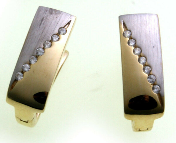 Damen Ohrringe Klapp Creolen echt Gold 333 Zirkonia made in Germany Gelbgold