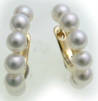 Damen Ohrringe Klapp Creolen Gold 333 er- Perlen 4,5 mm...