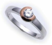 Damen Ring echt Weißgold 585 Brillant 0,20ct rotverg. Diamant Gold 585er-