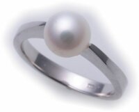 Damen Ring echt Weißgold 585 Perle 7,5 mm Glanz...