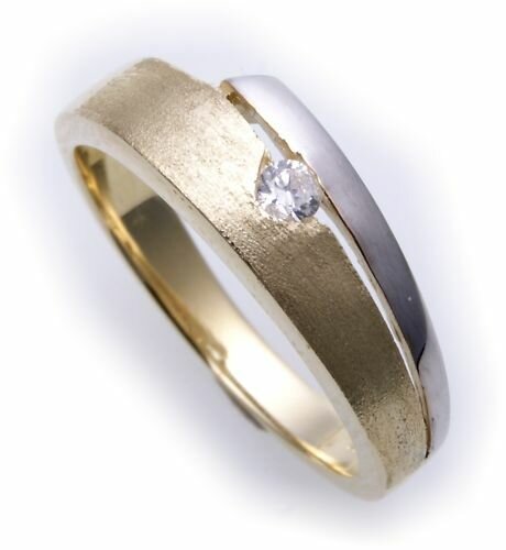 Damen Ring Gold 333 Zirkonia teilmattiert teilrhod. Gelbgold Qualität
