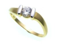 Damen Ring Gold 585 1 Zirkonia Fassung rhodiniert matt...
