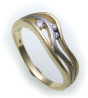 Damen Ring Gold 585 Zirkonia diamantiert teilrhod....