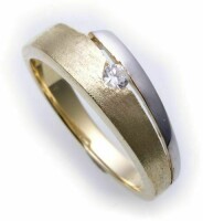Damen Ring Gold 585 Zirkonia teilmatt.-rhod. Gelbgold Qualität 14kt
