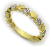 Damen Ring Herz echt Gold 375 9 kt Zirkonia Gelbgold Herzen ausgefasst Qualität