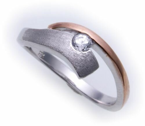 Damen Ring echt Weißgold 585 Brillant 0,10 ct matt. Diamant Gold
