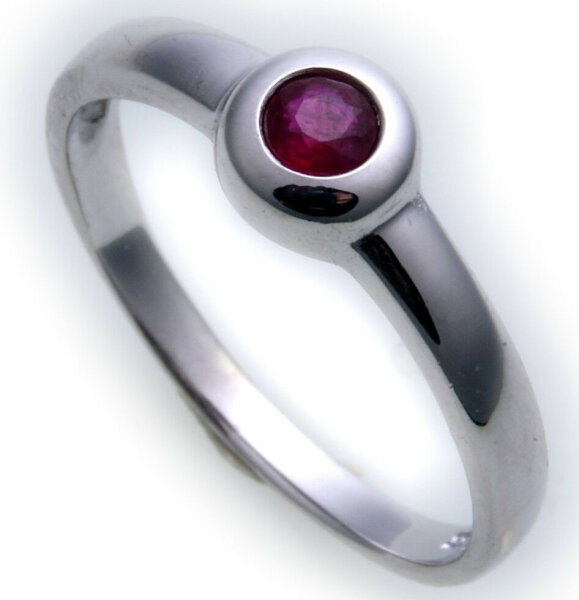 Damen Ring echt Weißgold 585 Rubin 14kt Juwelierqualität Weiß Gold Einsteiner