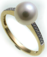 Damen Ring Gelbgold 333 8kt Perlen Zirkonia Gold...