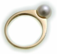 Damen Ring Gelbgold 333 8kt Perlen Zirkonia Gold Zuchtperlen Perle Qualität