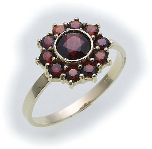 Damen Ring m. Granat in Gold 333 Granatring alle Weiten Gelbgold Qualität 8921/3
