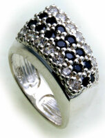 Damen Ring schwarz weiß echt Silber 925 Zirkonia Sterlingsilber Qualität