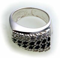 Damen Ring schwarz weiß echt Silber 925 Zirkonia Sterlingsilber Qualität