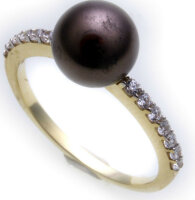 Damen Ring Perlen echt Gelbgold 333 8kt Zirkonia Gold Top...