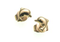 Kinder Ohrringe Ohrstecker Delfin Glanz 585 Gold Gelbgold...