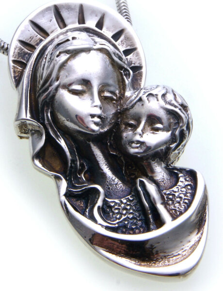 Neu Anhänger XXL Madonna echt Silber 925 Maria mit Jesus Sterlingsilber Unisex