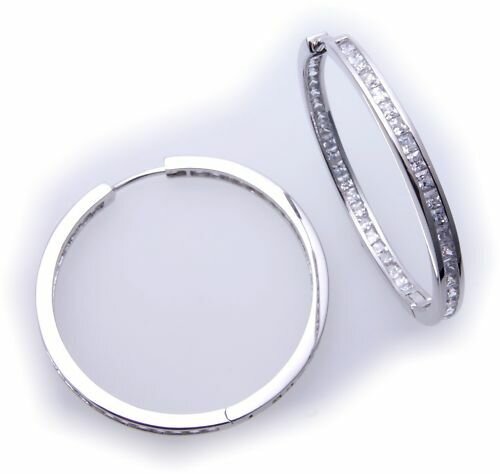 Ohrringe Creolen Zirkonia rundum echt Silber 925 Sterlingsilber Damen