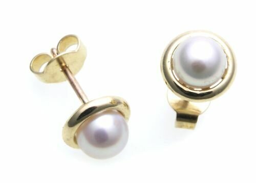 Ohrringe Stecker Zuchtperlen 6 mm echt Gold 333 Perle Gelbgold 8kt Ohrstecker