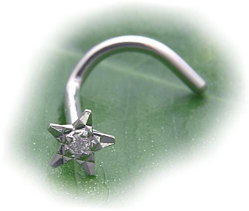 Piercing Nase Stern echt Weißgold 750 Brillant Gold Diamant