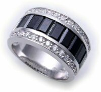 Damen Ring Zirkonia Schwarz und weiß echt Silber 925 Sterlingsilber Qualität